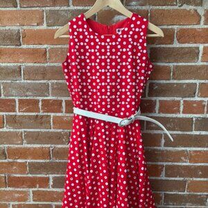 Girls Size 14 Vintage 50's Red & White Polka Dot Dress + TONS OF RHINESTONES